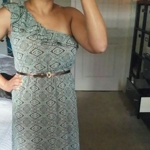 Turquoise tribal print dress